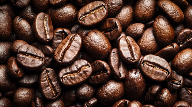 Close-up top view of numerous coffee beans, showcasing rich brown tones and natural texture. The scene evokes freshness, coffee culture, brewing, aroma, and culinary appeal for coffee lovers.