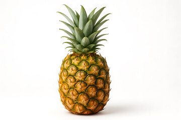 Fresh whole pineapple isolated on white background tropical sweet aromatic fruit healthy vegan ingredient summer nutrition food photography