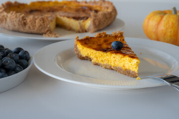 Slice of Homemade Pumpkin Cheesecake
