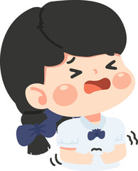 Illustration of Girl with Stomach Ache