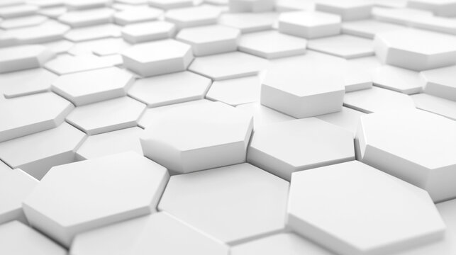 Modern futuristic background featuring white hexagonal metallic grid with abstract geometric patterns. The scene evokes technology, innovation, digital design, scientific concepts, and dynamic seismic