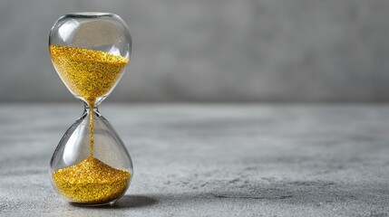 Hourglass with Golden Sand and Copy Space