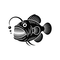 Anglerfish, silhouette vector design on a white background