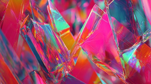 Abstract Iridescent Crystal Background with Copy Space - Powered by Adobe