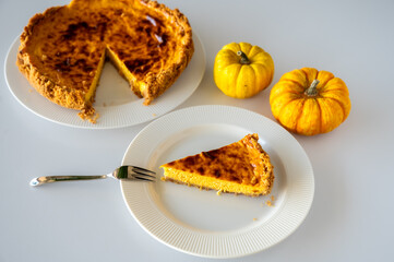 Slice of Homemade Pumpkin Cheesecake
