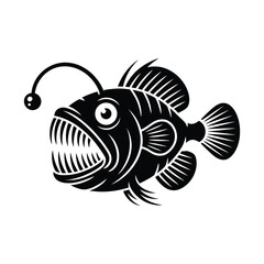 Anglerfish, silhouette vector design on a white background