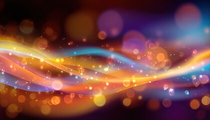 vibrant abstract background with colorful waves and bokeh lights, creating festive atmosphere perfect for holiday themes. High quality