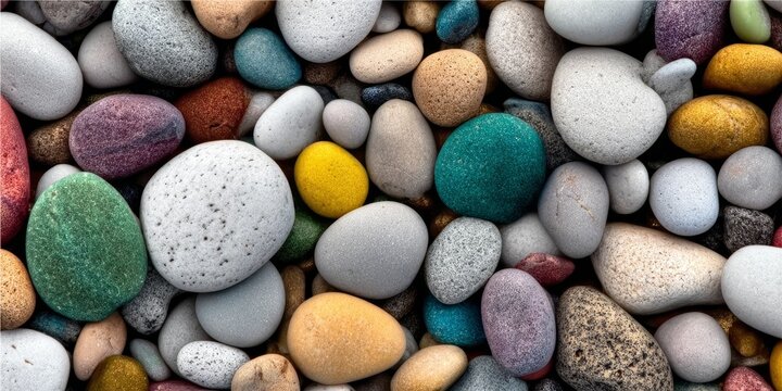 An Exquisite Collection of Smooth River Stones in Various Shapes, Textures, and Natural Colors - Powered by Adobe