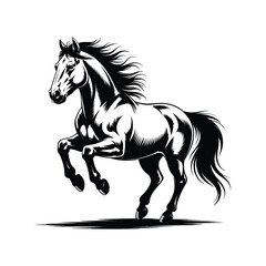 powerful horse in motion, silhouette vector design on a white background