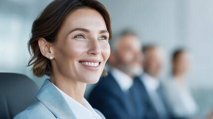 In a modern office environment, a group of diverse coworkers joyfully engages in conversation, exchanging laughter and ideas