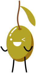 Cute Olive Fruit Character Illustration. Editable color vector