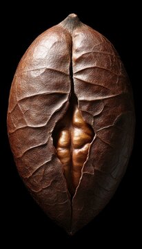 Close-Up of Delicious Pecan Nuts in a Textured Brown Crust Against a Black Background, Healthy Snack