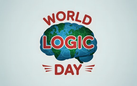 World logic day celebration with a globe shaped like a human brain