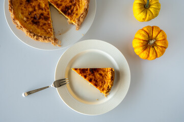 Slice of Homemade Pumpkin Cheesecake
