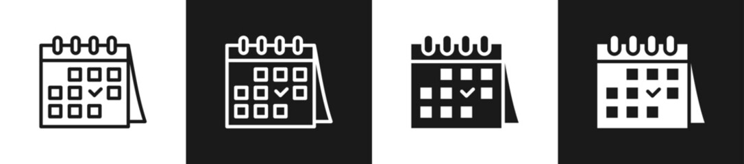Calendar Line N Glyph Icon Styles In Black And White Background