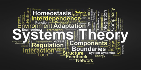 Systems Theory Word Cloud. Core Concepts for Understanding Complex Interactions