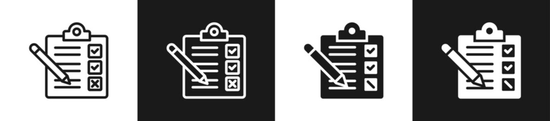 Task List Line N Glyph Icon Styles In Black And White Background