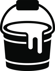 Paint bucket with dripping paint, flat icon graphic design element