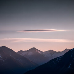 Mountain dusk gradient with muted slate transitioning into faint lavender sky