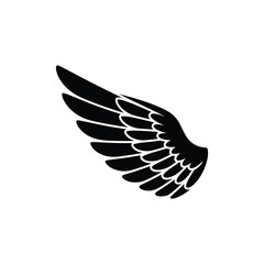 Tribal-style wing design, silhouette vector design on a white background
