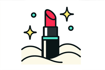 Fototapeta premium Lipstick in Snow. Lipstick in Snow. Flat minimalist vector illustration of Lipstick in Snow. Simplified red
