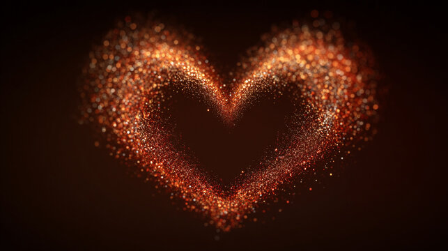 Glowing heart made of glittering particles forms a seamless loop background. The scene evokes romance, celebration, love, festive energy, and visually captivating animated digital effects.