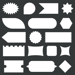 White silhouette discount offer label icon collection simple blank tag label stamp coupon mark element vector design