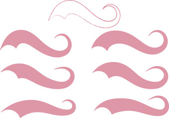 Baseball swoosh tail and underline for vintage sport logo. Retro text vector with brush line swash and American typography alphabet. Single and set