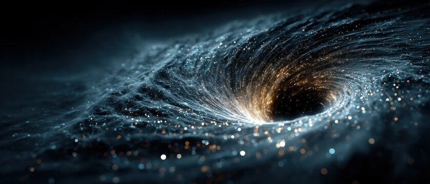Mysterious cosmic event black hole formation outer space digital illustration astronomical environment close-up view astrophysics concept