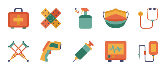Colorful style Medical & healthcare vector icon set. Medical & healthcare vector pack is presented in a colorful style to attract attention.