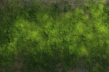 Green Mossy Wall Texture Background. Natural Grunge Surface With Organic Plant Growth