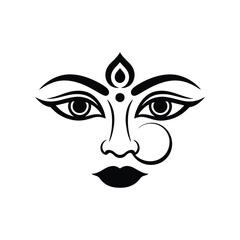  stylized face with dramatic features, silhouette vector design on a white background