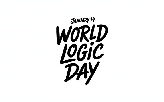 World logic day january 14th handwritten lettering celebration