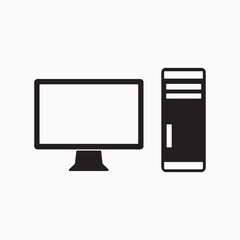 Computer Desktop Icon – Technology Vector Illustration
• Monitor and CPU Silhouette – Office Equipment Graphic