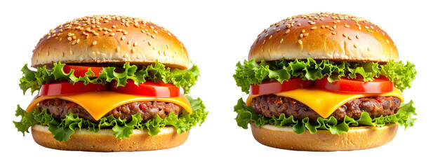  Juicy Beef Burger with Fresh Veggies and Sesame Bun &mdash; Transparent Background