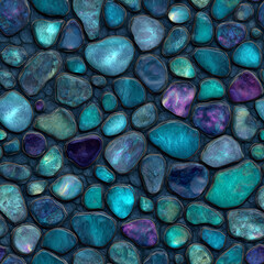 Seamless Turquoise Gemstone Pebble Pattern Background