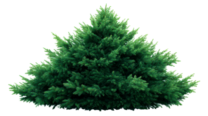 Lush green coniferous tree with dense foliage and branches, ideal for landscaping concepts and winter holiday themes.