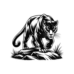 Panther, silhouette vector design on a white background