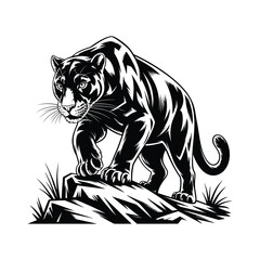 Panther, silhouette vector design on a white background