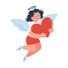 Angel. Flat vector clipart, illustration with isolated background.