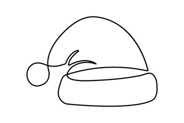 Santa hats continuous line drawing minimalist outline illustration of christmas holiday themed art

