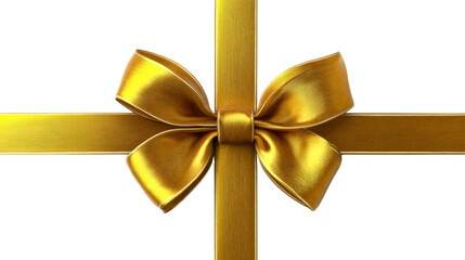 Luxurious golden ribbon bow for gift wrapping and celebratory packaging, perfect for holidays and special occasions conveying elegance and prestige.