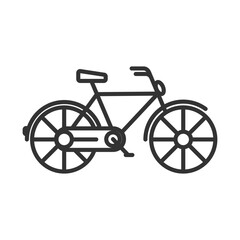 Outline bicycle icon isolated flat style design.