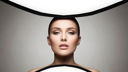 studio beauty lighting on neutral background