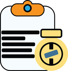 Clipboard with document and timer icon for task management