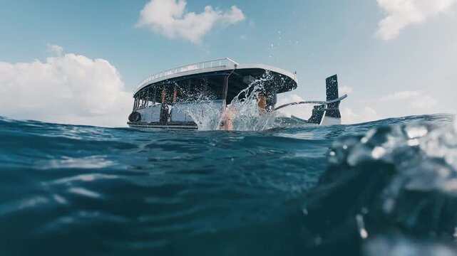 Surfer jumps from taxi surfing boat into the sea