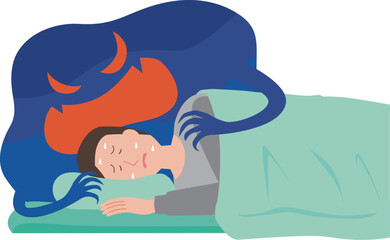 悪夢にうなされる男性