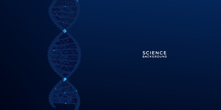 Abstract dna structure on a dark blue background for science and medicine