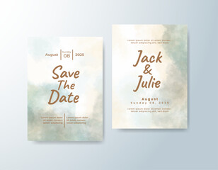 Wedding invitation with abstract splash watercolor