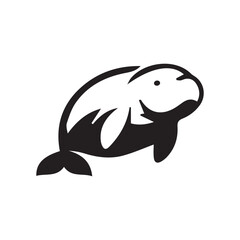 minimalist dugong logo with white background